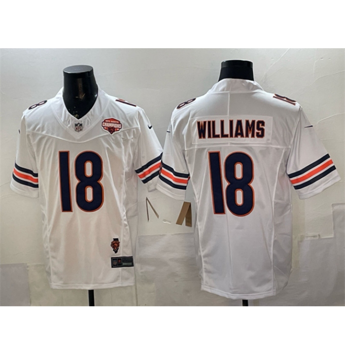 Men's Chicago Bears #18 Caleb Williams White F.U.S.E. 2025 NFC North Champions & Illinois Stitched Football Jersey