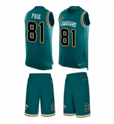 Men's Nike Jacksonville Jaguars #81 Niles Paul Limited Teal Green Tank Top Suit NFL Jersey