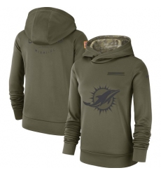 Women's Miami Dolphins Nike Olive Salute to Service Sideline Therma Performance Pullover Hoodie