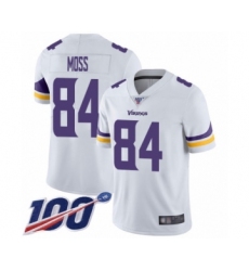 Men's Minnesota Vikings #84 Randy Moss White Vapor Untouchable Limited Player 100th Season Football Jersey