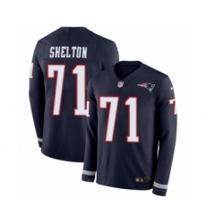 Men's Nike New England Patriots #71 Danny Shelton Limited Navy Blue Therma Long Sleeve NFL Jersey