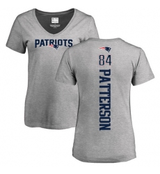 NFL Women's Nike New England Patriots #84 Cordarrelle Patterson Ash Backer V-Neck T-Shirt