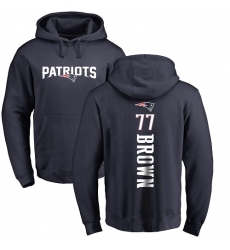 NFL Nike New England Patriots #77 Trent Brown Navy Blue Backer Pullover Hoodie