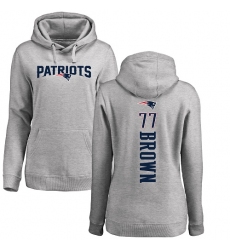 NFL Women's Nike New England Patriots #77 Trent Brown Ash Backer Pullover Hoodie