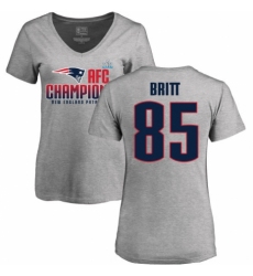 Women's Nike New England Patriots #85 Kenny Britt Heather Gray 2017 AFC Champions V-Neck T-Shirt