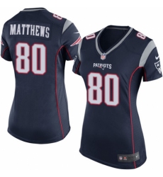 Women's Nike New England Patriots #80 Jordan Matthews Game Navy Blue Team Color NFL Jersey