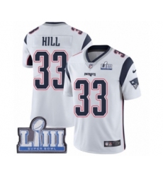 Men's Nike New England Patriots #33 Jeremy Hill White Vapor Untouchable Limited Player Super Bowl LIII Bound NFL Jersey