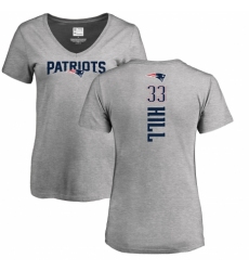 NFL Women's Nike New England Patriots #33 Jeremy Hill Ash Backer V-Neck T-Shirt