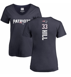 NFL Women's Nike New England Patriots #33 Jeremy Hill Navy Blue Backer T-Shirt