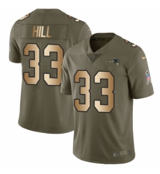 Youth Nike New England Patriots #33 Jeremy Hill Limited Olive/Gold 2017 Salute to Service NFL Jersey
