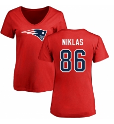 NFL Women's Nike New England Patriots #86 Troy Niklas Red Name & Number Logo Slim Fit T-Shirt