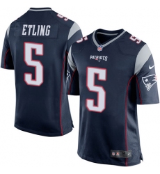 Men's Nike New England Patriots #5 Danny Etling Game Navy Blue Team Color NFL Jersey