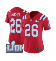 Women's Nike New England Patriots #26 Sony Michel Red Alternate Vapor Untouchable Limited Player Super Bowl LIII Bound NFL Jersey