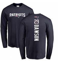 NFL Nike New England Patriots #29 Duke Dawson Navy Blue Backer Long Sleeve T-Shirt