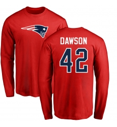 NFL Nike New England Patriots #42 Duke Dawson Red Name & Number Logo Long Sleeve T-Shirt