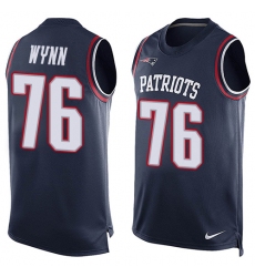 Men's Nike New England Patriots #76 Isaiah Wynn Limited Navy Blue Player Name & Number Tank Top NFL Jersey