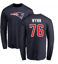 NFL Nike New England Patriots #76 Isaiah Wynn Navy Blue Name & Number Logo Long Sleeve T-Shirt