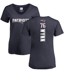 NFL Women's Nike New England Patriots #76 Isaiah Wynn Navy Blue Backer T-Shirt