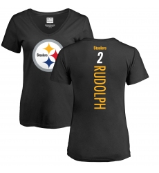 Women's Nike Pittsburgh Steelers #2 Mason Rudolph Black Backer Slim Fit T-Shirt