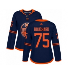Women's Edmonton Oilers #75 Evan Bouchard Authentic Navy Blue Alternate Hockey Jersey