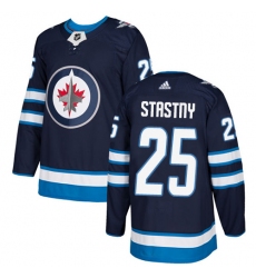 Men's Adidas Winnipeg Jets #25 Paul Stastny Authentic Navy Blue Home NHL Jersey