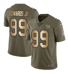 Youth Nike New York Giants #99 Mario Edwards Jr Limited Olive Gold 2017 Salute to Service NFL Jersey