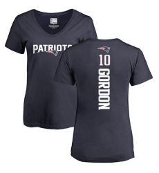 NFL Women's Nike New England Patriots #10 Josh Gordon Navy Blue Backer T-Shirt
