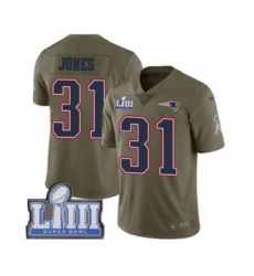 Youth Nike New England Patriots #31 Jonathan Jones Limited Olive 2017 Salute to Service Super Bowl LIII Bound NFL Jersey