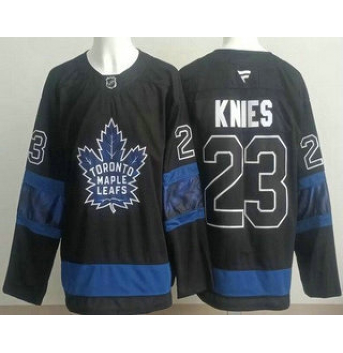 Men's Toronto Maple Leafs #23 Matthew Knies Black Alternate Authentic Jersey