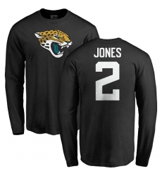 NFL Nike Jacksonville Jaguars #2 Landry Jones Black Name & Number Logo Long Sleeve T-Shirt