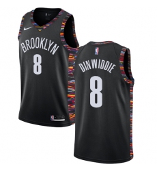 Men's Nike Brooklyn Nets #8 Spencer Dinwiddie Swingman Black NBA Jersey - 2018 19 City Edition