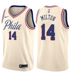 Women's Nike Philadelphia 76ers #14 Shake Milton Swingman Cream NBA Jersey - City Edition