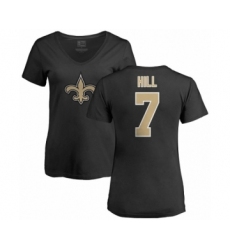 NFL Women's Nike New Orleans Saints #7 Taysom Hill Black Name & Number Logo Slim Fit T-Shirt