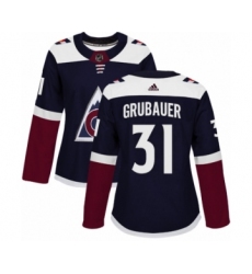 Women's Adidas Colorado Avalanche #31 Philipp Grubauer Premier Navy Blue Alternate NHL Jersey