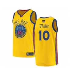 Men's Golden State Warriors #10 Jacob Evans Swingman Gold Basketball 2019 Basketball Finals Bound Jersey - City Edition