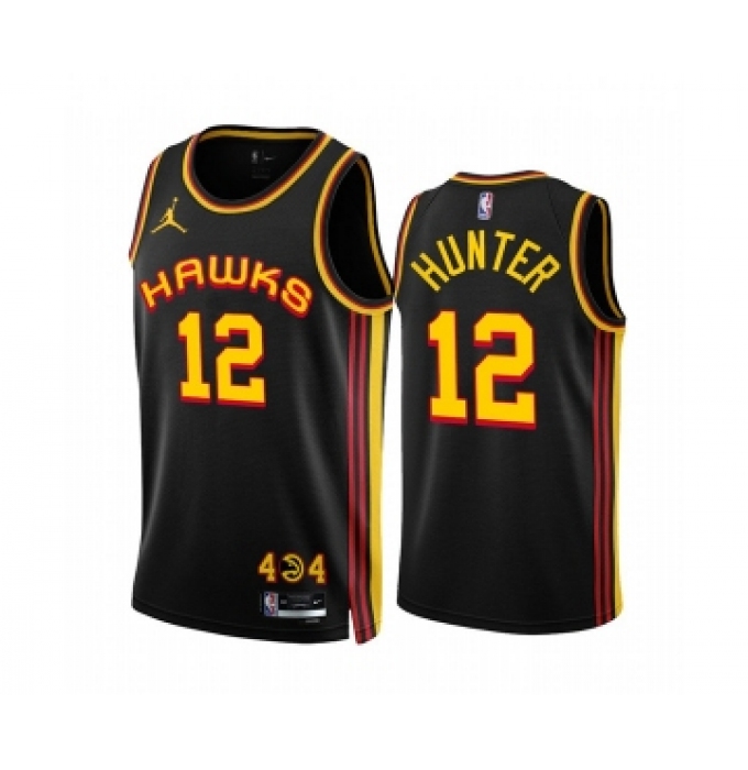 Men's Atlanta Hawks #12 De'Andre Hunter 2022-23 Black Statement Edition Stitched Jersey