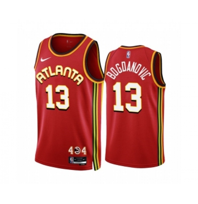 Men's Atlanta Hawks #13 Bogdan Bogdanovic 2022-23 Red Icon Edition Stitched Jersey