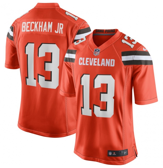 Men's Cleveland Browns #13 Odell Beckham Jr Nike Orange Game Jersey