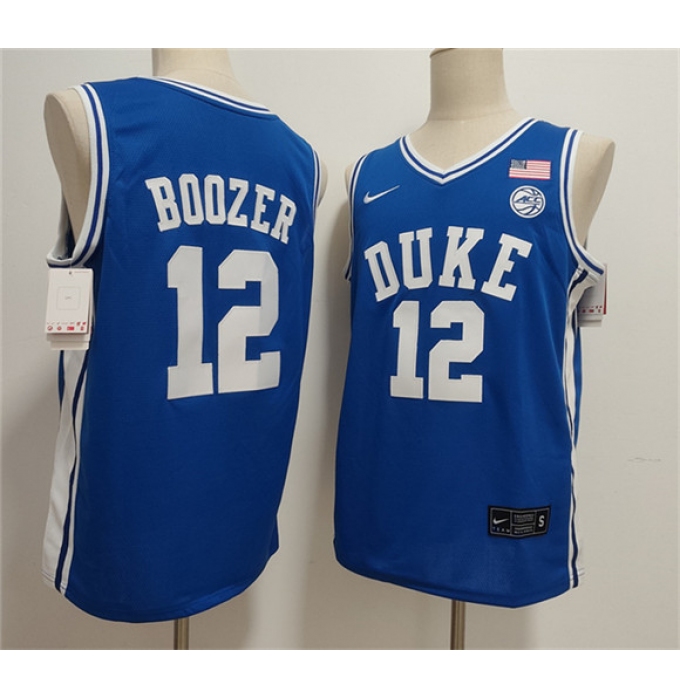 Men's Duke Blue Devils #12 Cameron Boozer Blue Stitched Basketball Jersey