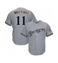 Youth Milwaukee Brewers #11 Mike Moustakas Replica Grey Road Cool Base Baseball Jersey