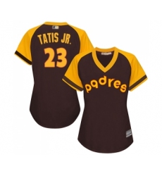 Women's San Diego Padres #23 Fernando Tatis Jr. Replica Brown Alternate Cooperstown Cool Base Baseball Jersey