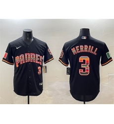 Men's San Diego Padres #3 Jackson Merrill Black Mexico Cool Base Stitched Baseball Jersey
