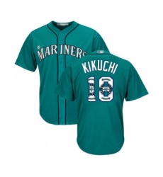 Men's Seattle Mariners #18 Yusei Kikuchi Authentic Teal Green Team Logo Fashion Cool Base Baseball Jersey