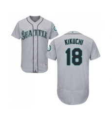 Men's Seattle Mariners #18 Yusei Kikuchi Grey Road Flex Base Authentic Collection Baseball Jersey