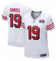 Women's San Francisco 49ers #19 Deebo Samuel White Throwback 2023 F U S E Vapor Untouchable Limited Stitched Football 2024 Super Bowl LVIII Jersey