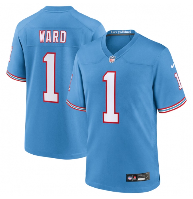 Men's Tennessee Titans #1 Cameron Ward Nike Light Blue 2025 NFL Draft First Round Pick 2nd Alternate Game Jersey