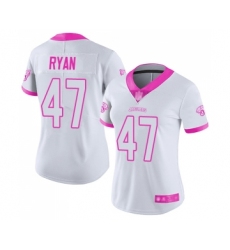Women's Jacksonville Jaguars #47 Jake Ryan Limited White Pink Rush Fashion Football Jersey