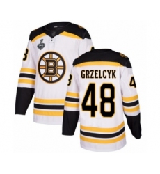 Men's Boston Bruins #48 Matt Grzelcyk Authentic White Away 2019 Stanley Cup Final Bound Hockey Jersey