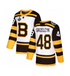 Youth Boston Bruins #48 Matt Grzelcyk Authentic White Winter Classic 2019 Stanley Cup Final Bound Hockey Jersey