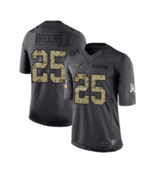 Men's New England Patriots #25 Terrence Brooks Limited Black 2016 Salute to Service Football Jersey